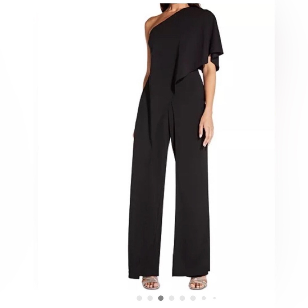 Adrianna Papell Black One-Shoulder Jumpsuit